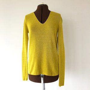A.L.C. Yellow V-Neck Sweater with Cutout Back